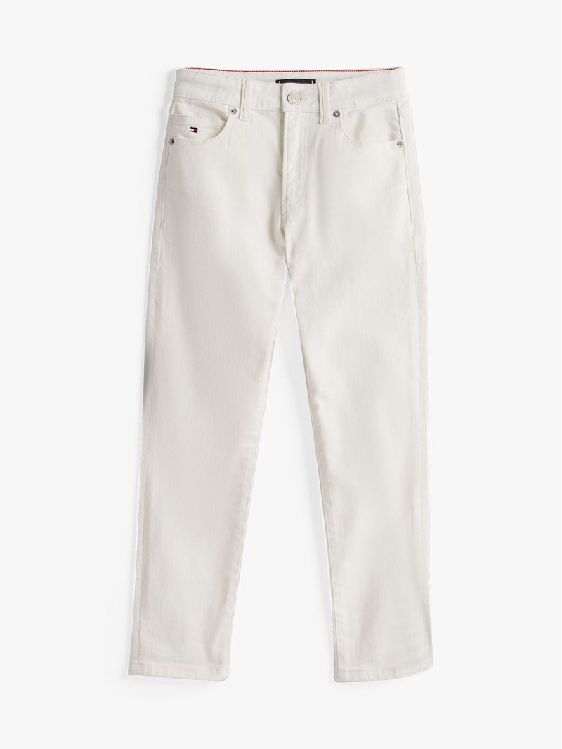 Jeans-ajustados-de-pierna-recta-en-blanco