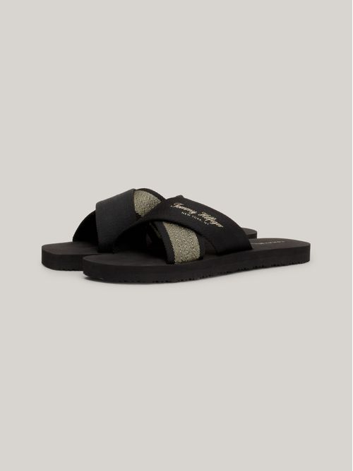Chancletas con tiras cruzadas y logo