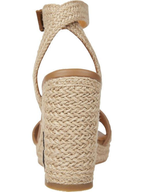 Sandalias de cuña alta de lino