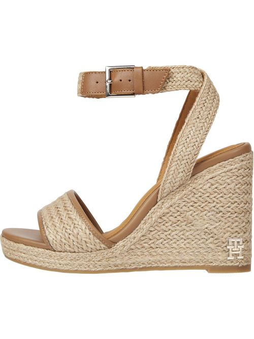 Sandalias de cuña alta de lino