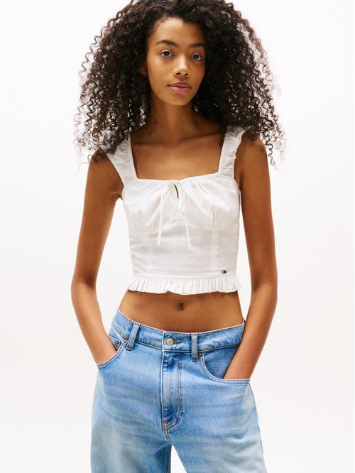 Blusa sin mangas cropped de corte extra slim