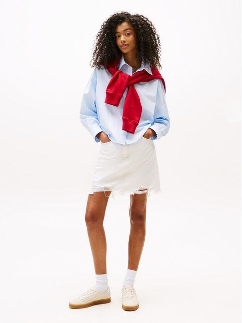 Minifalda denim de corte Mom