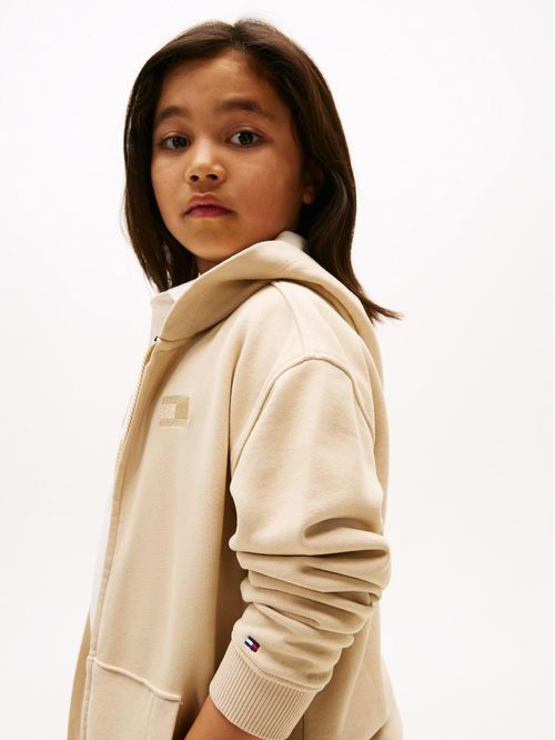 Sudadero con capucha y zipper tonal