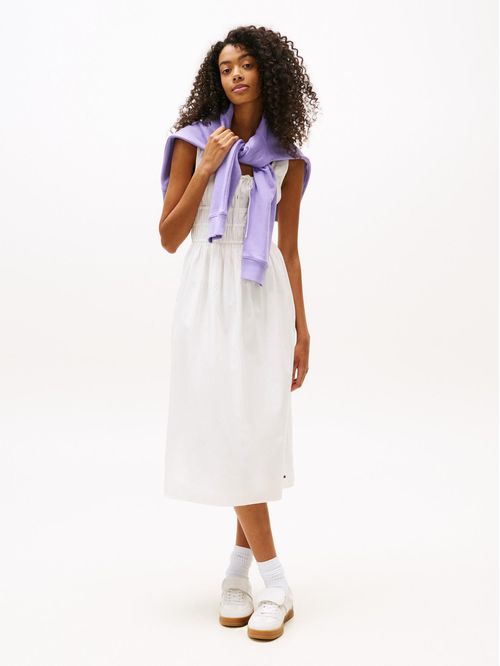 Vestido midi en popelín de corte slim