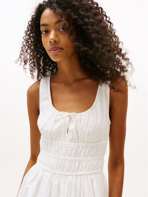 Vestido midi en popelín de corte slim