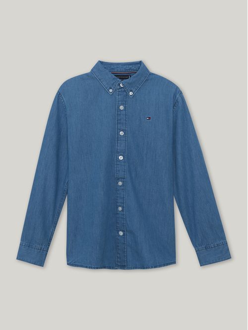 Camisa en chambray de tejido denim