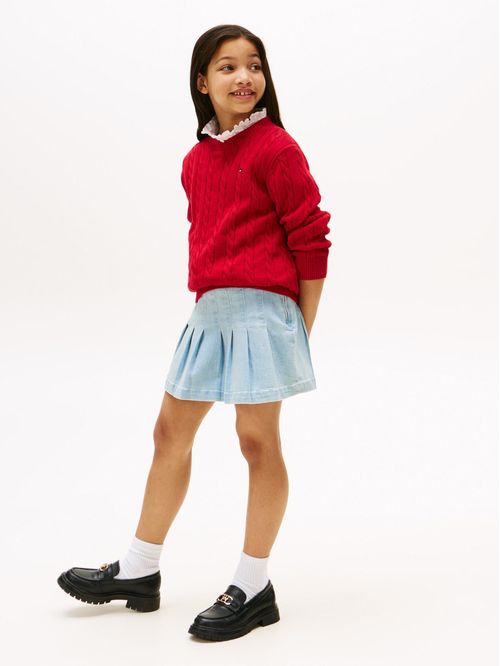 Minifalda denim plisada