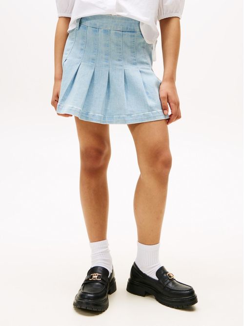 Minifalda denim plisada