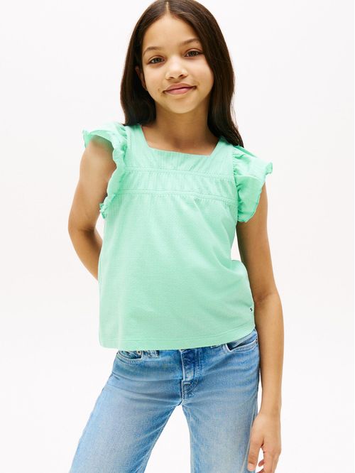 Playera texturizada con mangas con volantes