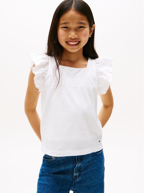 Playera texturizada con mangas con volantes