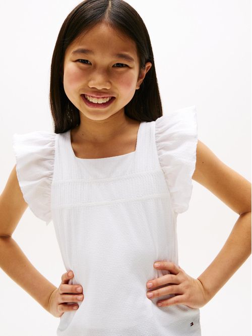 Playera texturizada con mangas con volantes