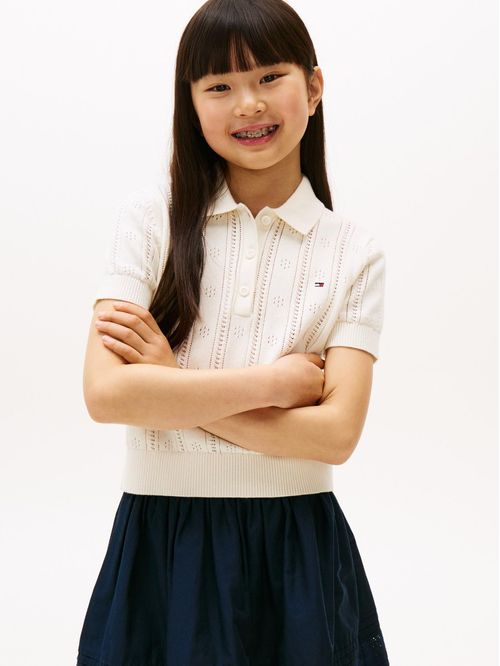 Polo de punto pointelle y corte amplio