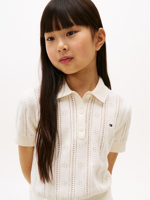 Polo de punto pointelle y corte amplio