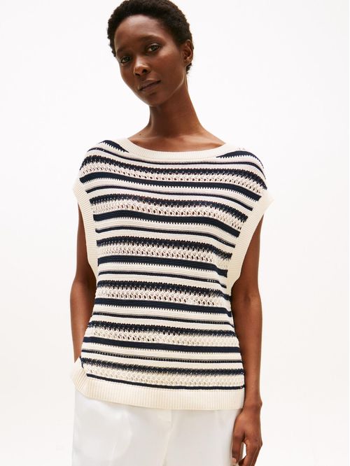 Suéter amplio sin mangas con cuello barco