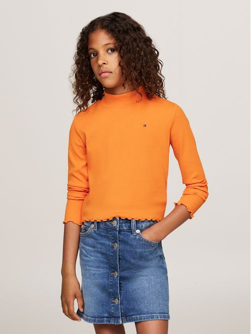 Playera con cuello mock y manga larga