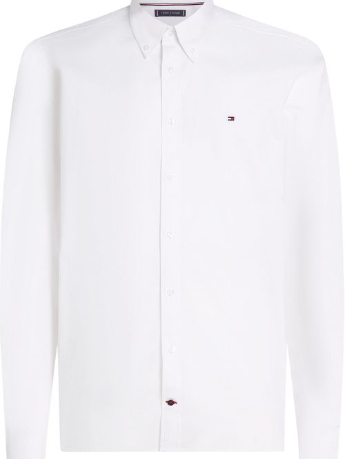 Camisa de corte slim con popelina stretch con botón en cuello