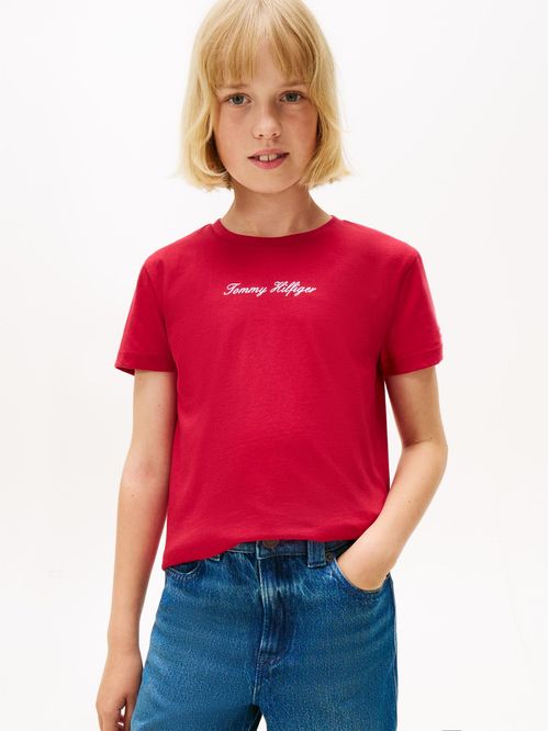 Playera manga corta con logo script