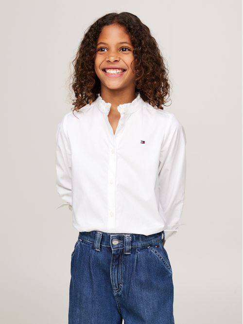 Blusa de popelín con volantes