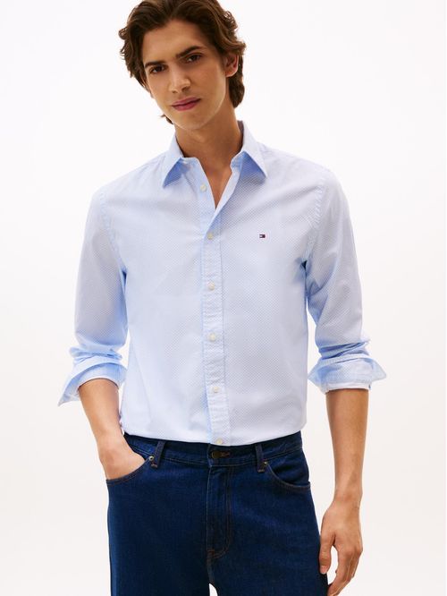 Camisa de corte regular flex poplin con micro estampado