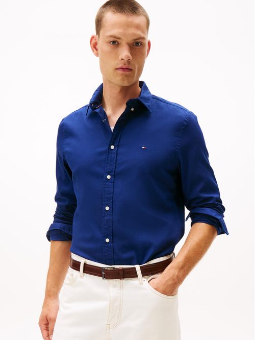 Camisa de corte slim de hilo teñido