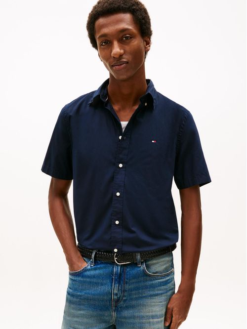 Camisa flex poplin solid de manga corta