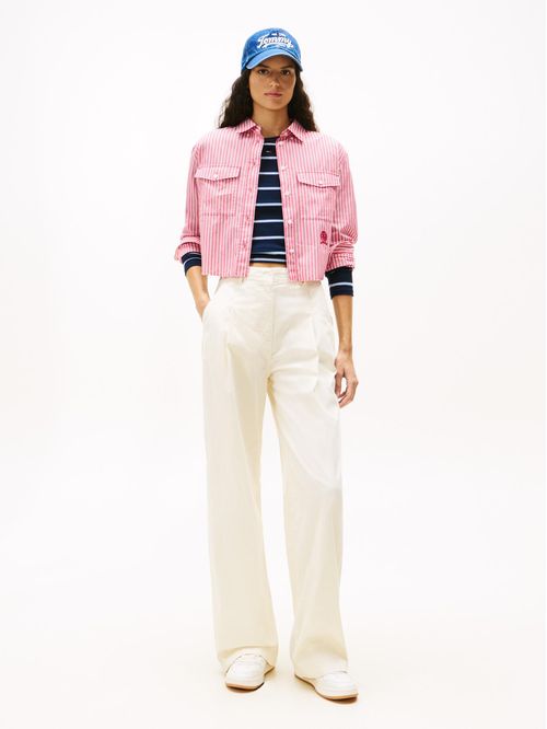 Pantalón chino de pierna ancha en sarga