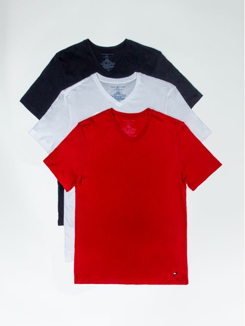 Paquete de 3 playeras de cuello v con logo