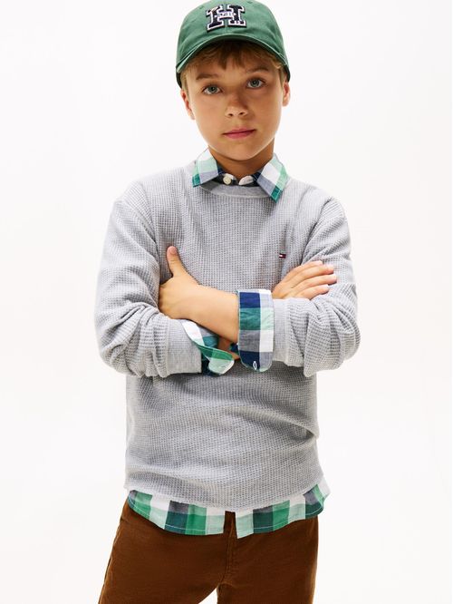 Playera de manga larga en punto gofrado