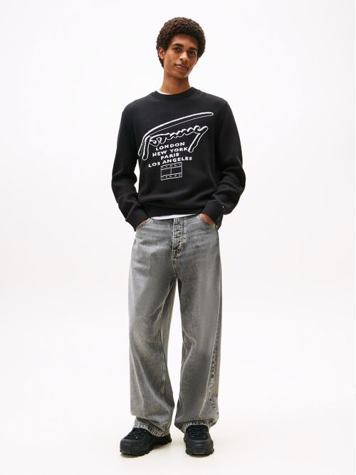 Suéter de cuello redondo con logo de intarsia