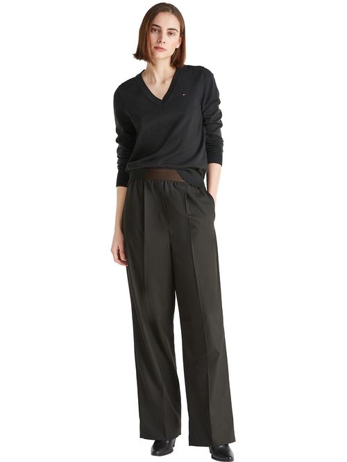 Suéter de cuello v con diseño de rayas