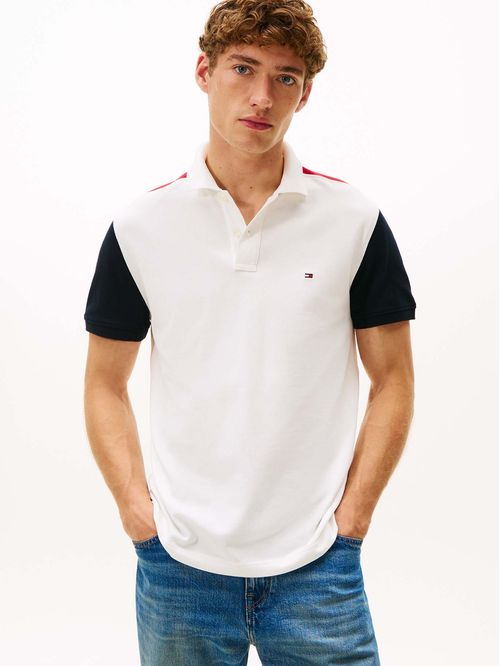 Polo de corte regular con diseño color block RWB