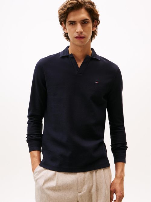 Polo de manga larga en jacquard