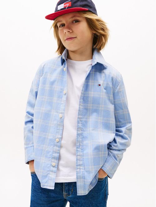 Camisa de cuadros con logo bordado