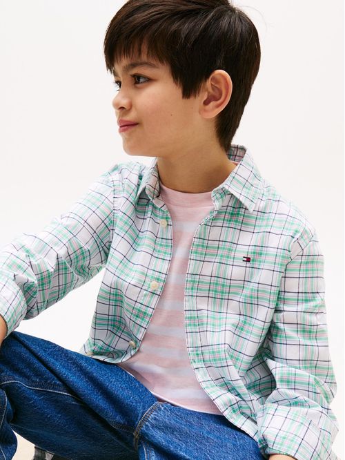 Camisa de cuadros con logo bordado