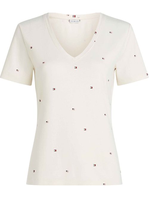 Playera de cuello v con diseño de rayas