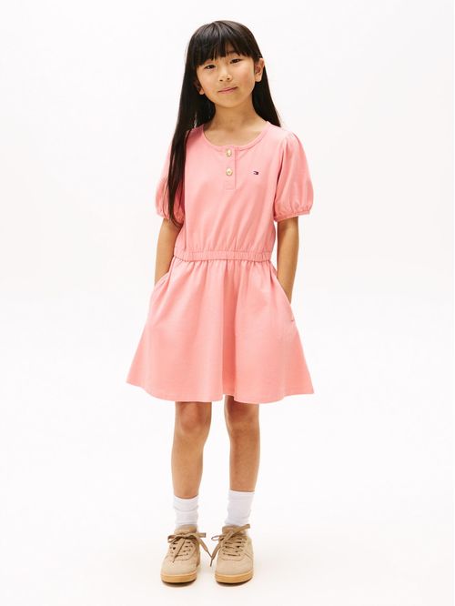 Vestido manga corta con tejido de suéter